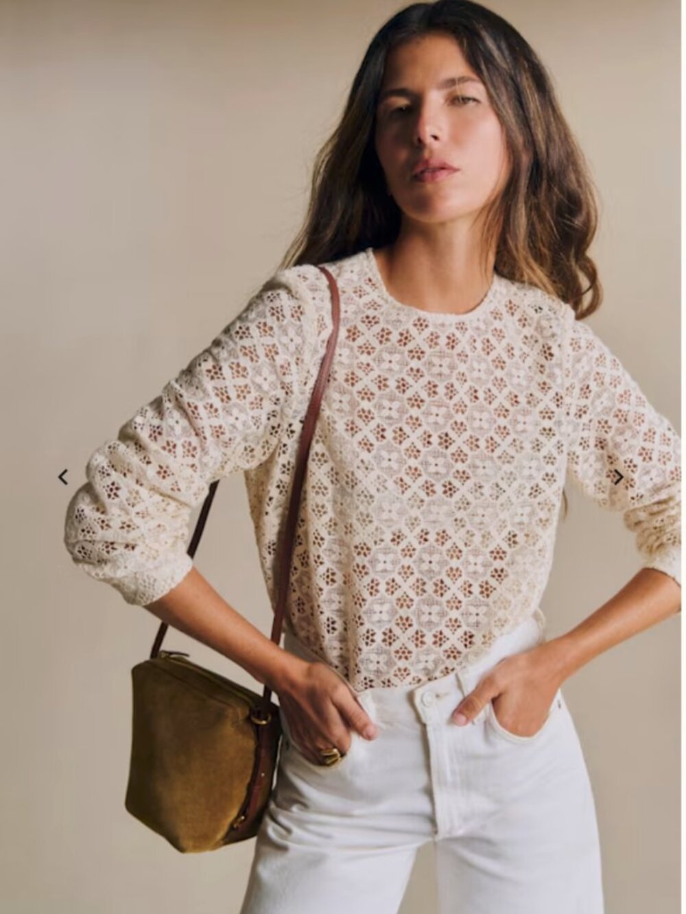Sezane Jesse Blouse Ecru Guipure Lace - Size 14